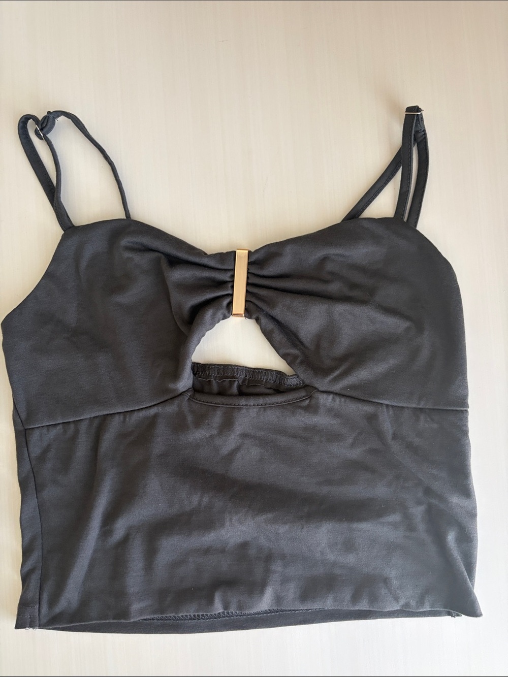 Dark grey Cutout Bow-Accent Cami Top